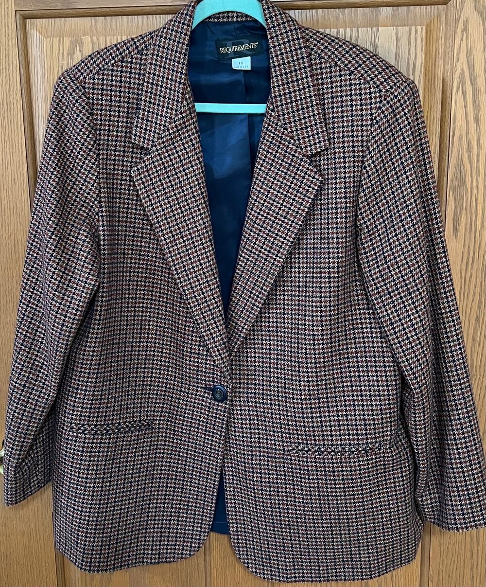 Requirements Women’s Size 18 Plaid Tweed Blazer Jacket